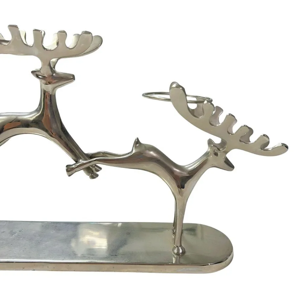 Pottery Barn Christmas Reindeer 3 pc Votive Candle Holder Decor‎ Silver Chrome